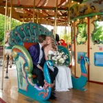 A carousel with animals as the seats