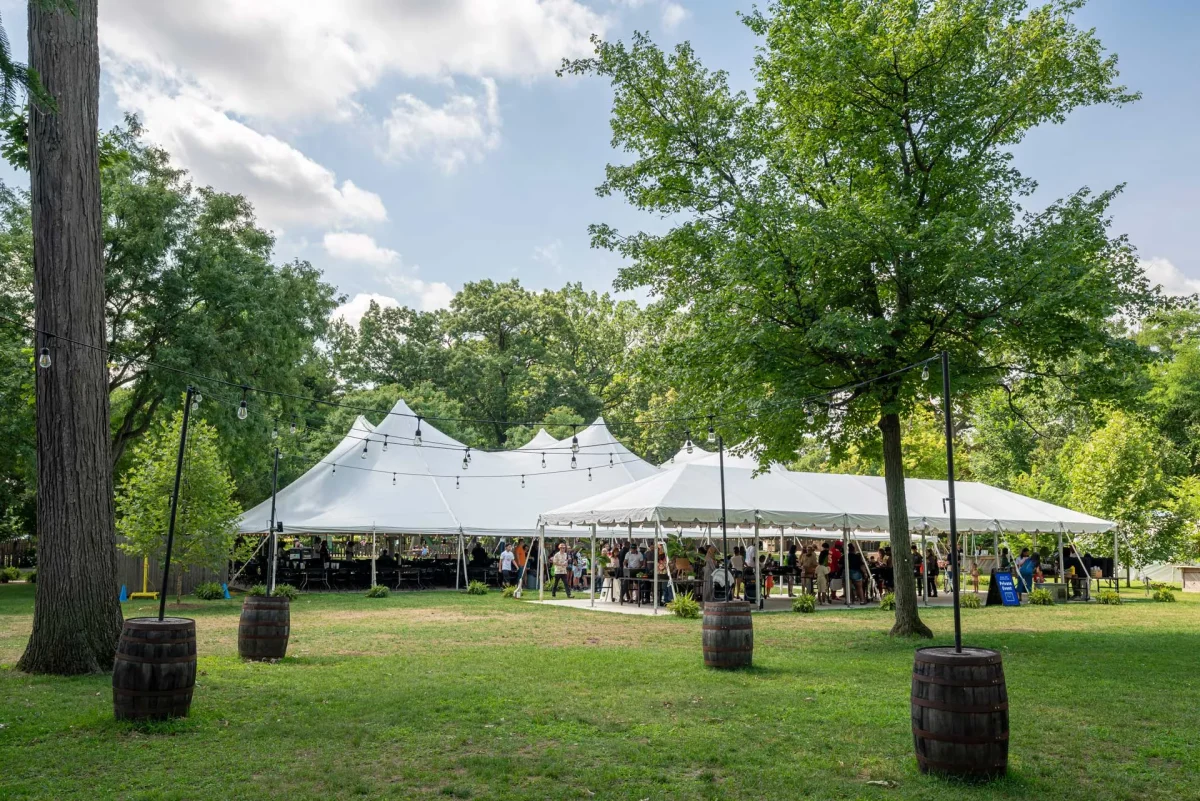 A tent with a tarp over it