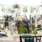 A fancy dinner in a canvas tent